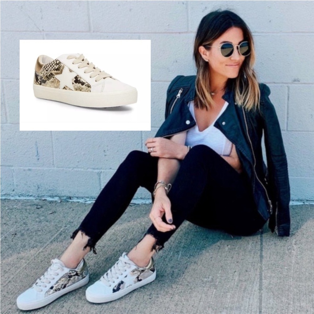 Steve Madden 'Sienna' Multi Snake Sneakers White Leather  Multi-snake, Sz 6